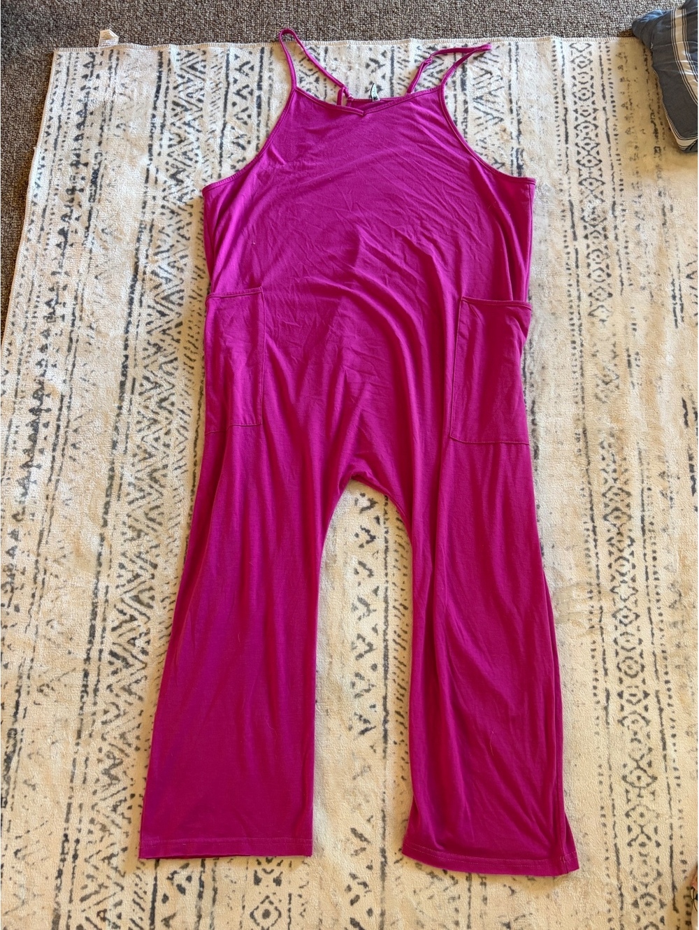 Fuchsia Sleeveless Jumpsuit with Pockets Size XL